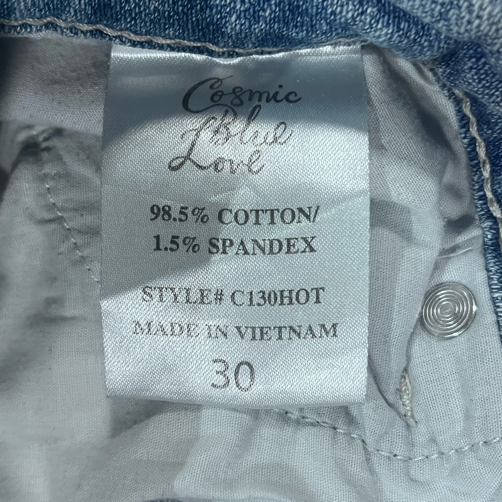 Cosmic Blue Love‎ Jeans Womens Size 32 Blue Light Wash Denim 30x28 Blue Stretch - Picture 8 of 8